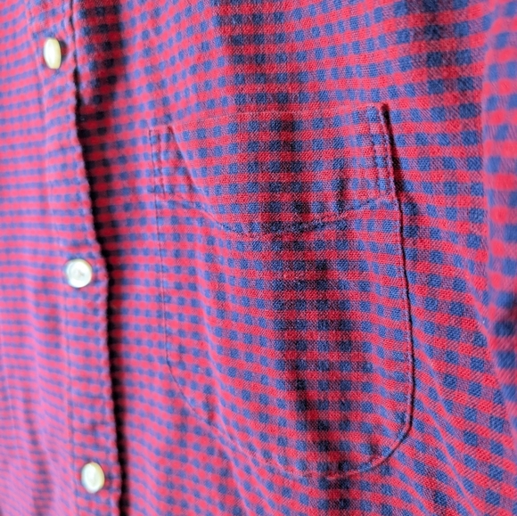 GAP For Good Cotton Oxford Red Blue Checkered Button Down Men's Large - Picture 6 of 11
